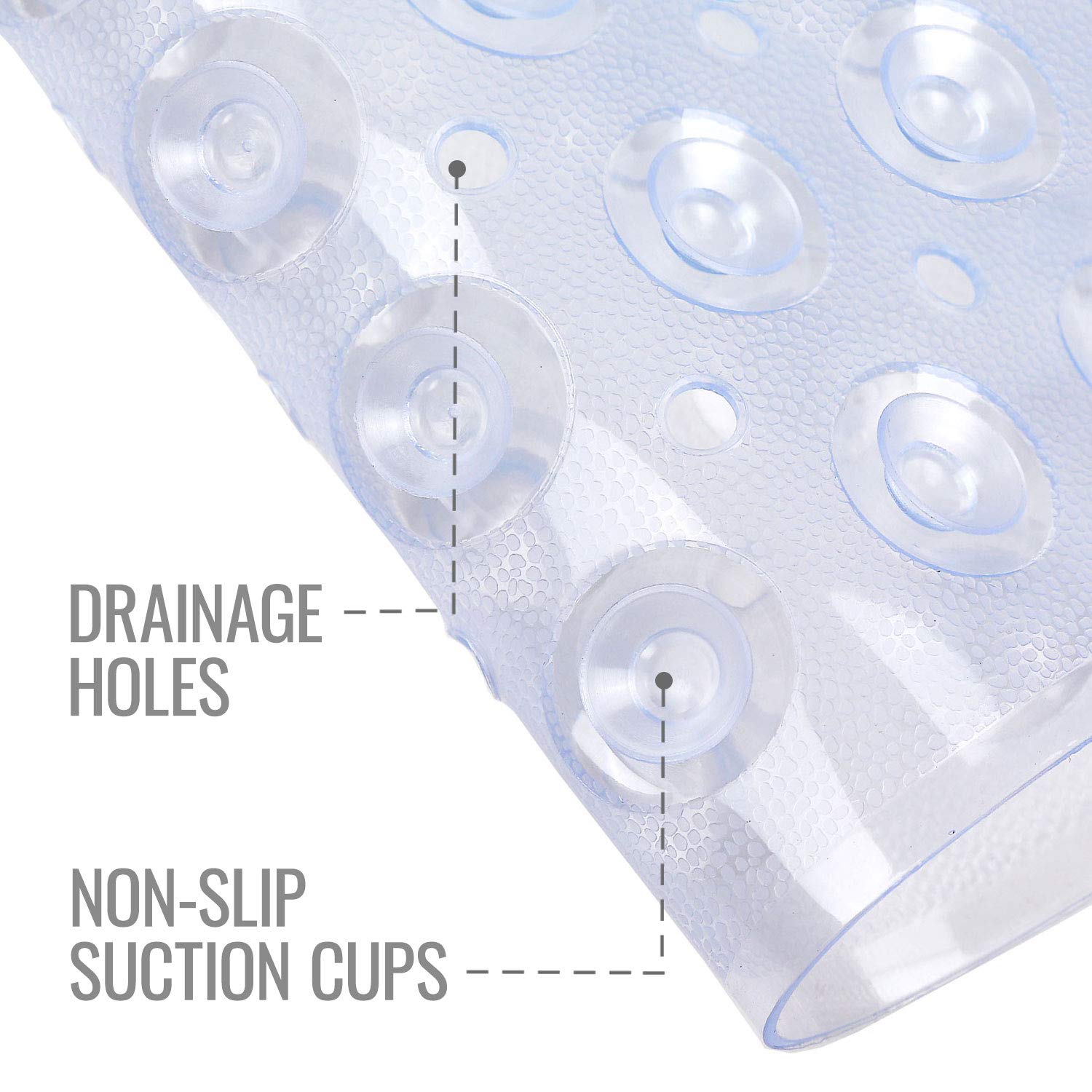 Healthsmart Bath Mat Extra Large No Slip Shower & Bathtub Mat With Suction Cups And Drain Holes For Anti-Slip Grip, Machine Wash